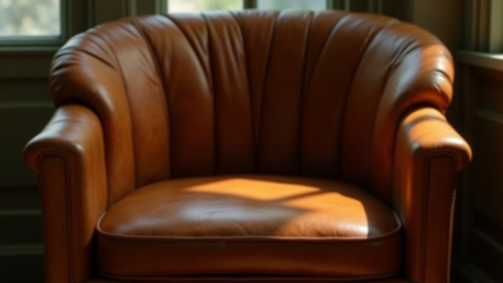 Restaureret læderlænestol med patina og fornyet glans, udført af Nordisk Håndværk